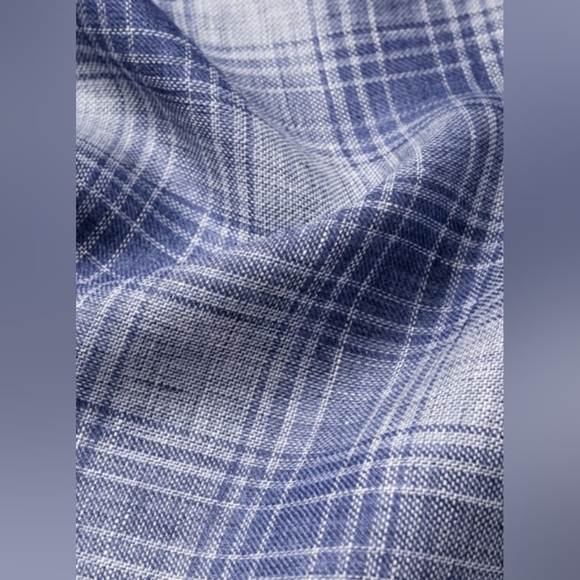 Proper Cloth Positano Faded Blue Ombre Plaid Linen Shirt - Picture 3 of 11